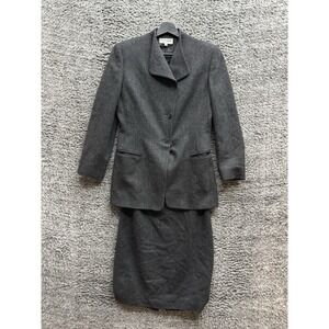 Giorgio Armani Le Collezioni Women's Button Down Skirt Suit‎ Gray Wool Sz 6